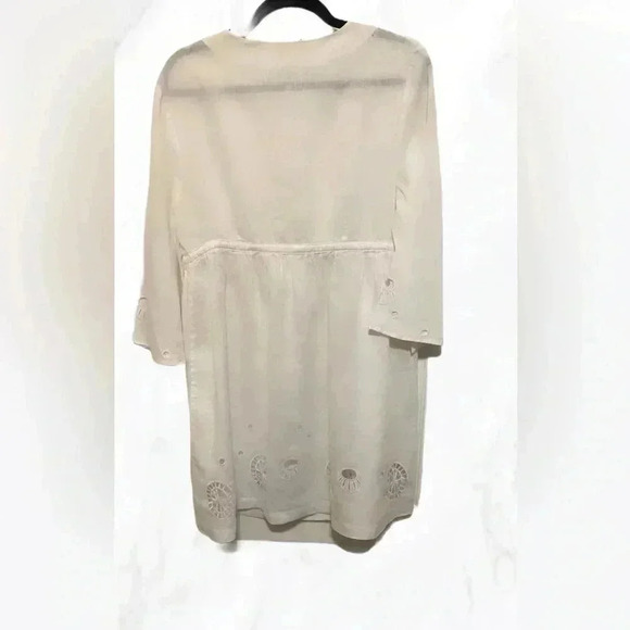 DVF cream lightweight  fabric drawstring vintage coverup/dress L - Picture 2 of 4